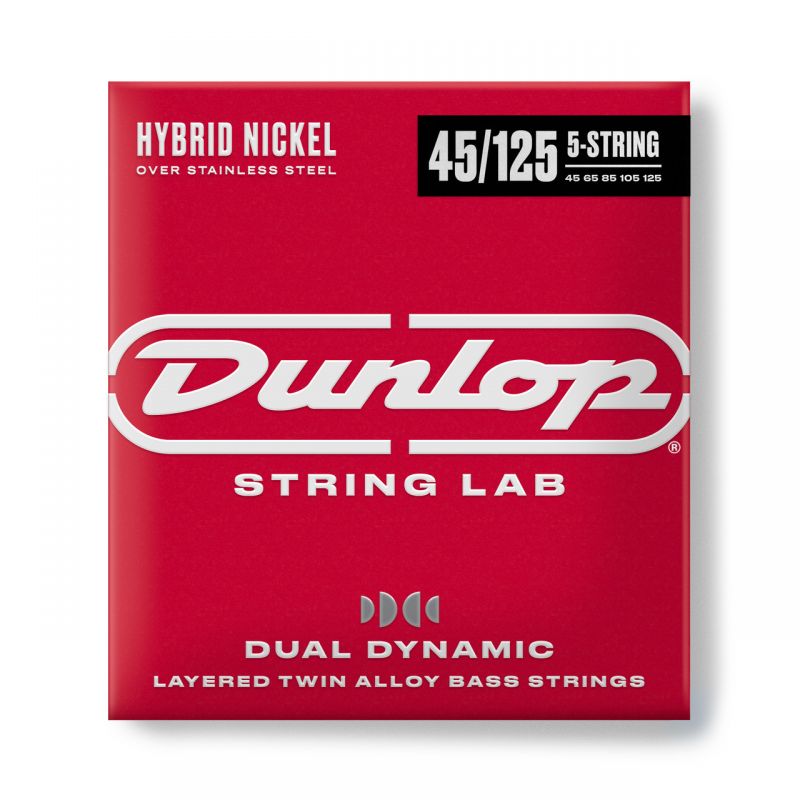 Набор струн DUNLOP DBHYN45125 DUAL DYNAMIC LAYERED TWIN ALLOY HYBRID WOUND NICKEL BASS STRINGS 45-125 | 5-STRING